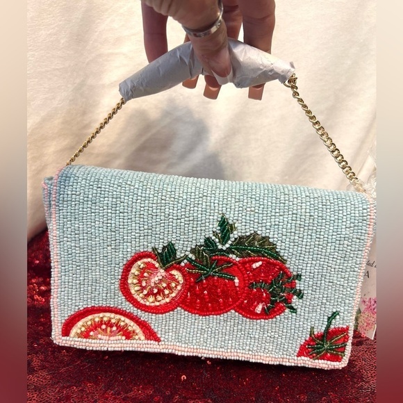 MADE IN INDIA Handbags - 🍅MADE IN INDIA BEAUTIFUL VIRAL Handmade
Tomato Beaded Sling Bag-NWT🍅